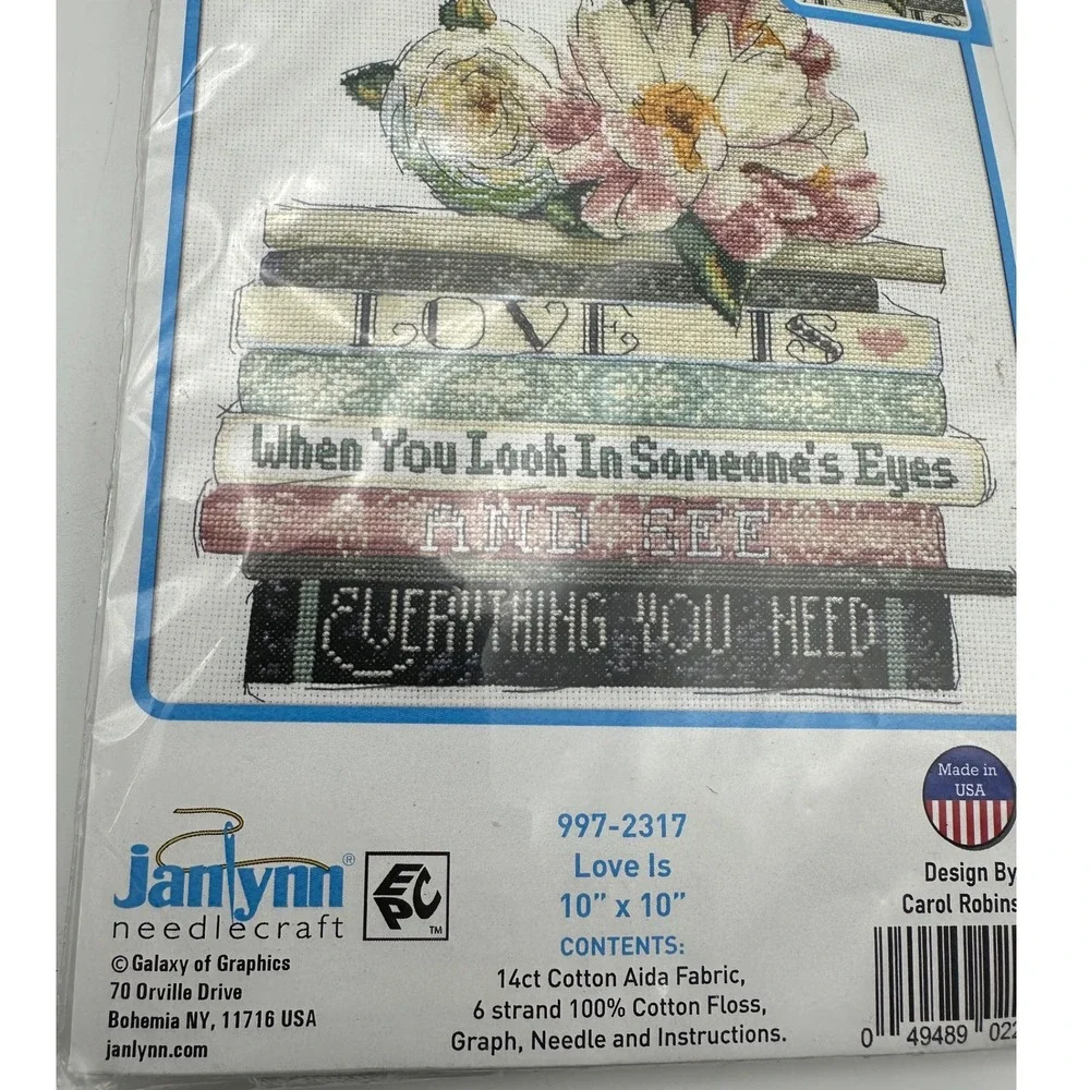 Janlynn Needlecraft Counted Cross Stitch Kit‎ Love Is 10"x10" New Sealed NOS - Picture 2 of 3